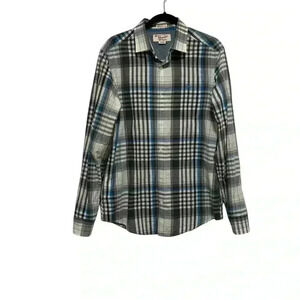 Original Penguin Men's Blue Plaid Shirt Slim Fit Size Medium